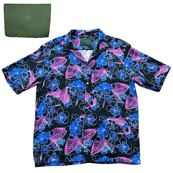 Roi Du Lac Short Sleeve Button Up Floral Hawaiian Shirt Mens Size Eur 50 Summer - Picture 1 of 16